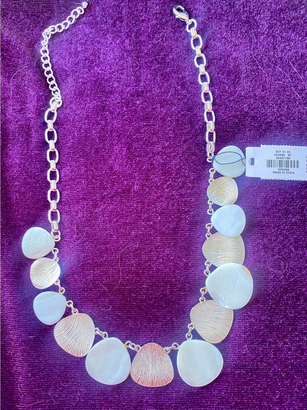 Talbots White and Gold Shell Disc Necklace NWT